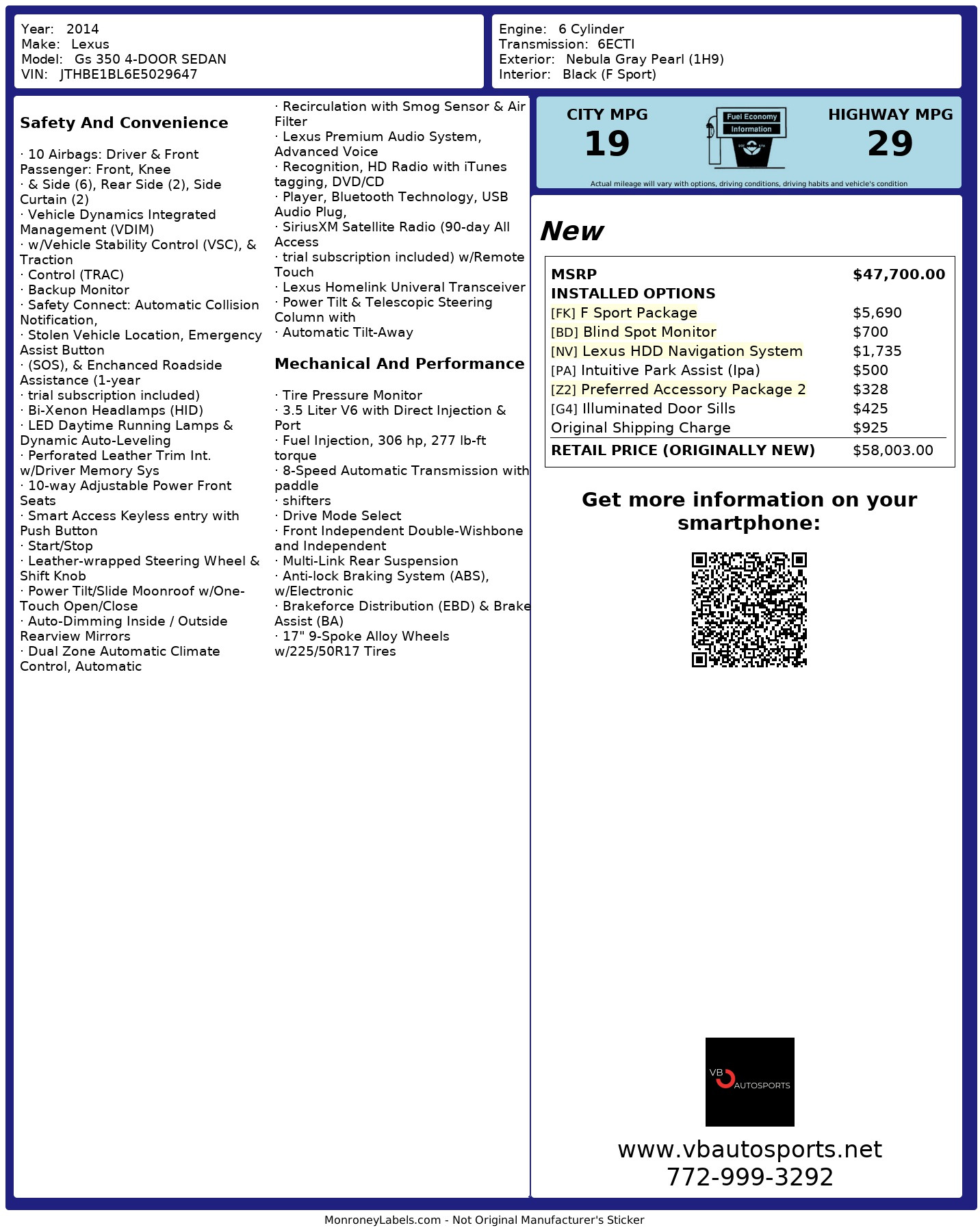 Pre-Owned 2014 Lexus GS 350 F Sport For Sale (Sold) | VB